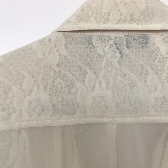 Creme sheer chiffon jacket with lace detailing - Picture 3 of 5